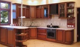 Респектабельная кухня с барной стойкой в темных тонах на заказ от производителя