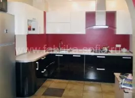 Угловая кухня под заказ красно-черного цвета