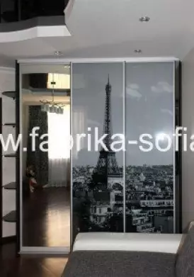 Шкаф-купе с зеркальной дверью и фотопринтом